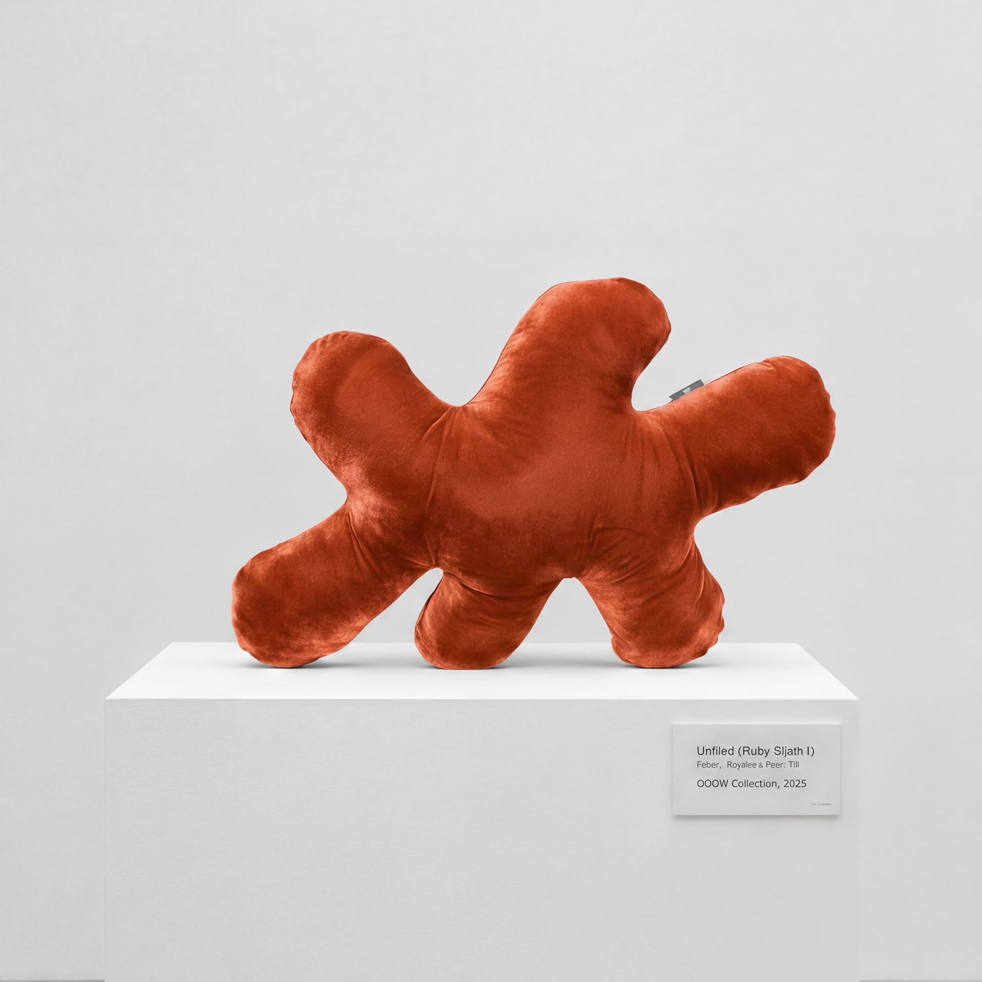 Splash I velvet soft sculpture in burnt orange by OOOW Sydney — handmade collectible art object
