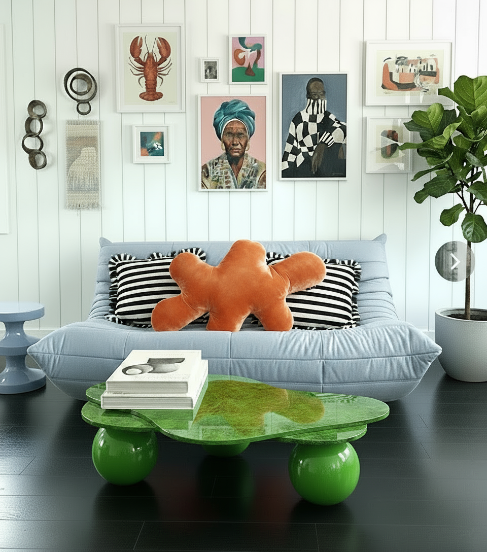 Burnt orange velvet soft sculpture Splash I — material-led limited edition 