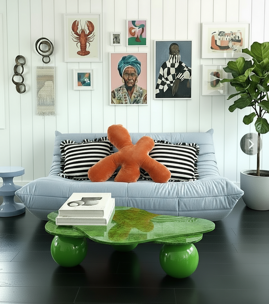 Burnt orange velvet soft sculpture Splash II — material-led limited edition by Piril Kugu
