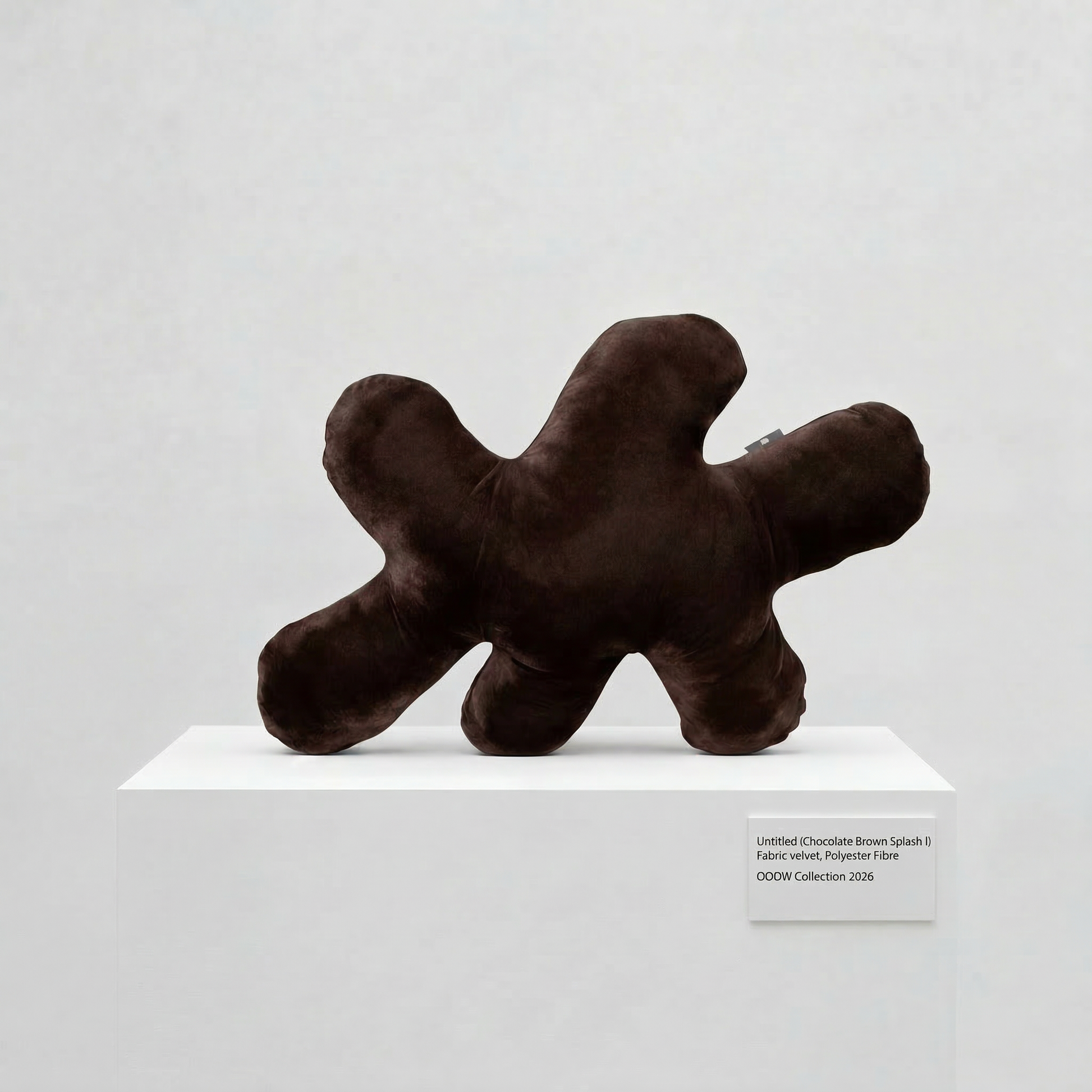 Splash I velvet soft sculpture in chocolate brown by OOOW Sydney — handmade collectible art object