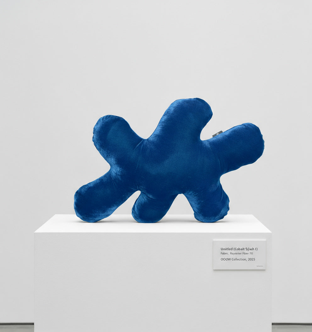 Splash I velvet soft sculpture in cobalt blue by OOOW Sydney — handmade collectible art object