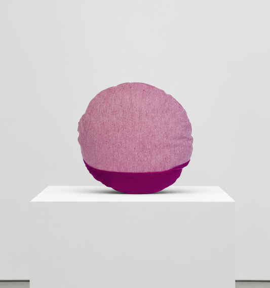 Geometric I confetti wool and velvet cushion in magenta by OOOW Sydney — handmade collectible architectural object