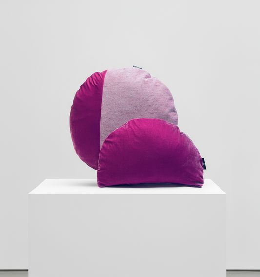 Geometric Set confetti wool and velvet cushions in magenta by OOOW Sydney — handmade collectible architectural objects