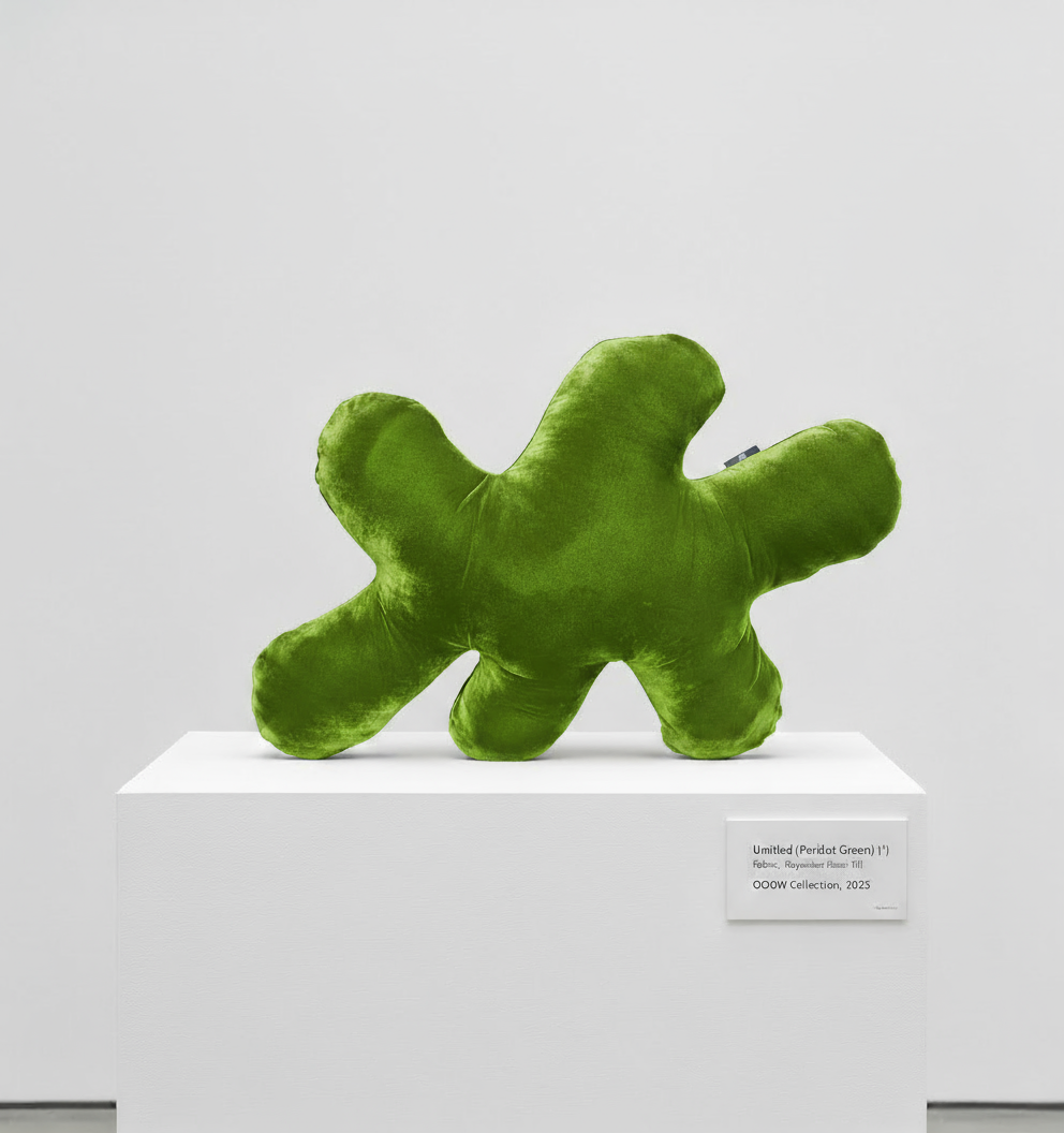 Splash I velvet soft sculpture in peridot green by OOOW Sydney — handmade collectible art object
