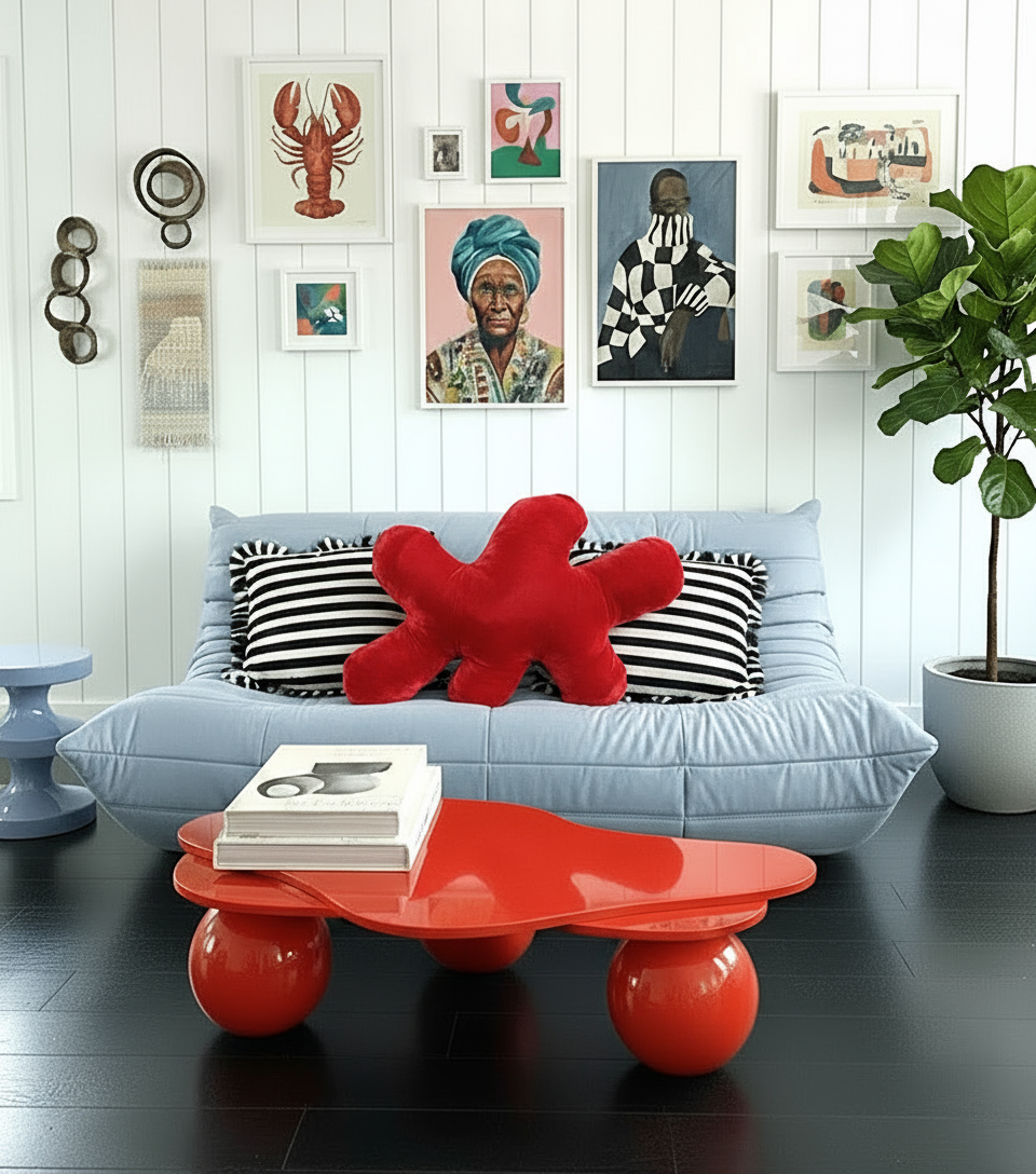 Ruby red velvet soft sculpture Splash II — material-led limited edition by Piril Kugu